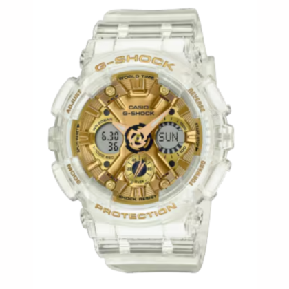Casio G-Shock GMA-S120SG-7ADR White Strap with Gold Dial Analog-Digital Unisex Watch 